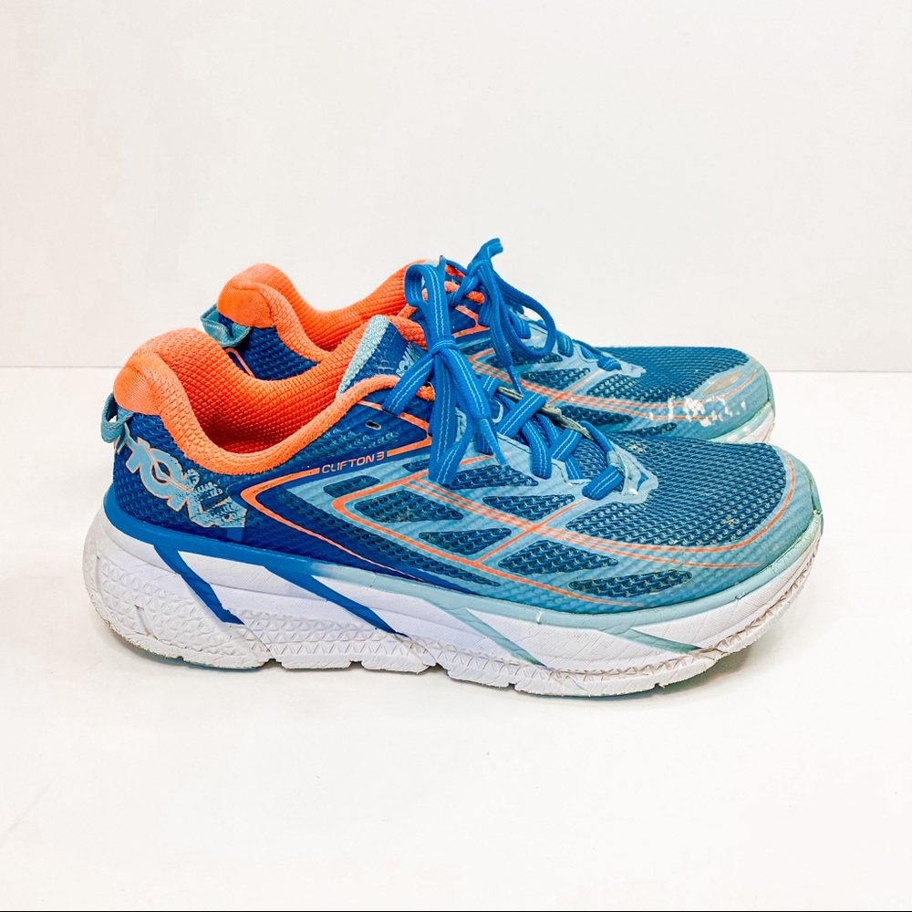 Hoka One One Clifton 3 Blue and pink Running sneakers
